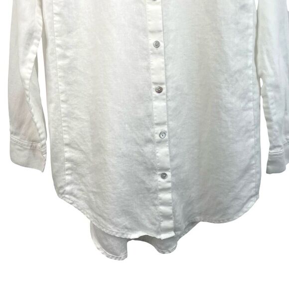 Eileen Fisher 100% organic linen button up tunic shirt‎ Size XXS white - Picture 4 of 6